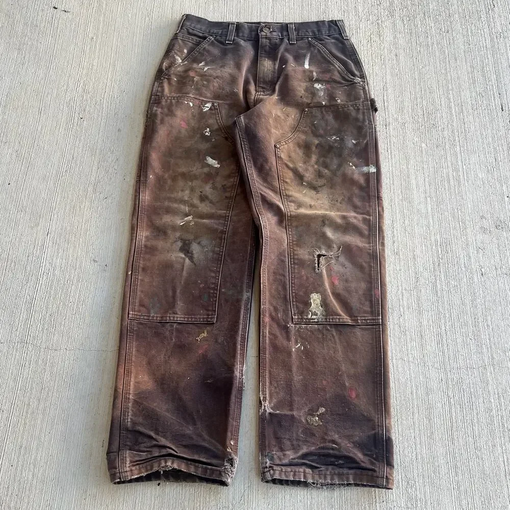 Carhartt faded brown double knee work wear carpenter pants